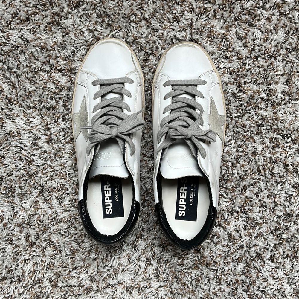 Golden Goose Black and White Superstar Sneakers Women's 38 Like New